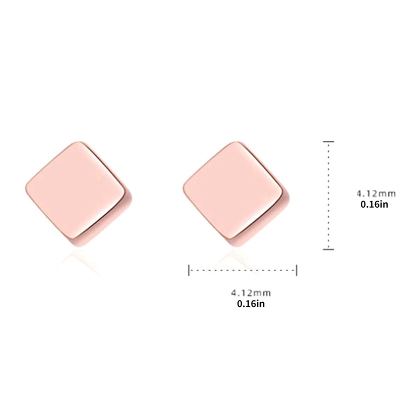 Fashion Wanita Pria Square Ear Studs Warna Emas Tembaga Geometris Square Barbel Stud Earring Jewelry