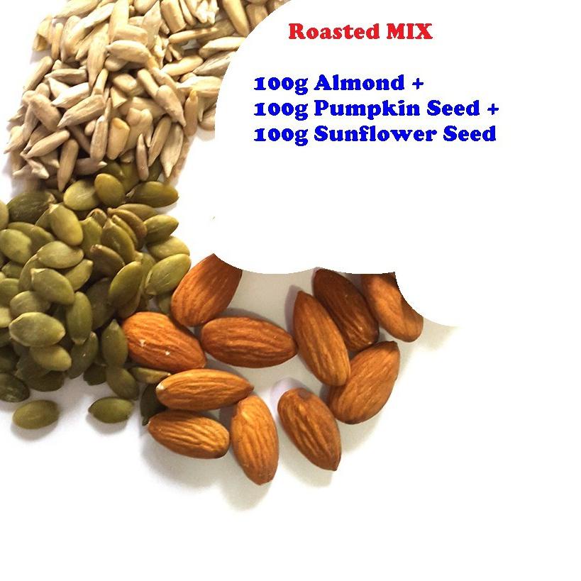 

➽ 300gr Roasted 100g Almond + 100g Pumpkin Seed + 100g Sunflower Seed - Oven - Matang ♔