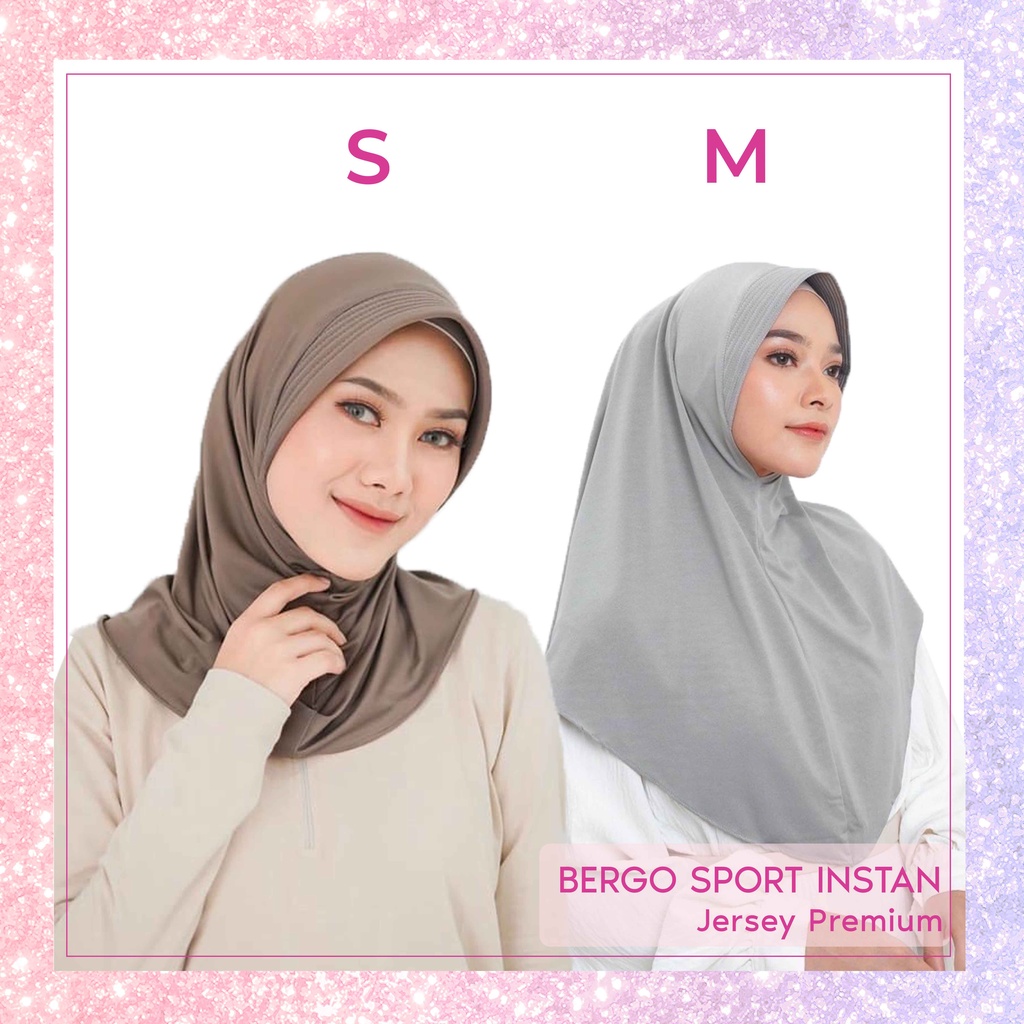 Jilbab Sport / Jilbab Instan / Bergo Sport / Bergo Hamidah / Hijab Sport / Hijab Bergo / Kerudung Sport Size S &amp; M - Warna Lengkap