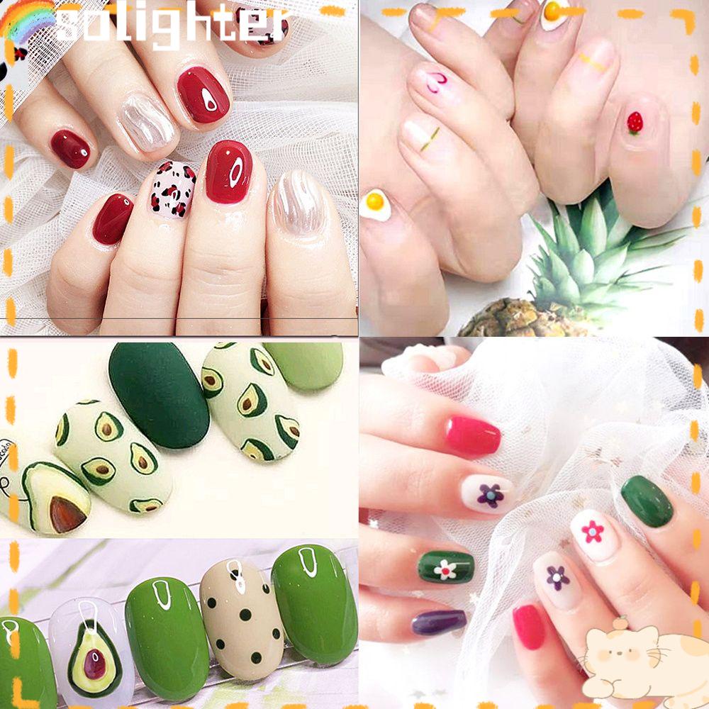 Solighter 3D Stiker Kuku Nail Art Bunga Mawar Geometris Gelombang Transfer Stiker