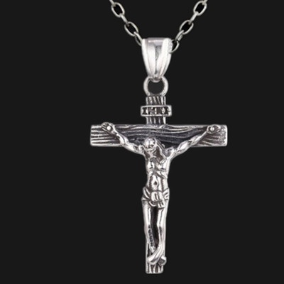 Kalung Desain Salib Yesus Paskah | Kalung Rantai Klavikula | Perhiasan Bahan Titanium Steel | Ornamen Bahan Stainless Steel