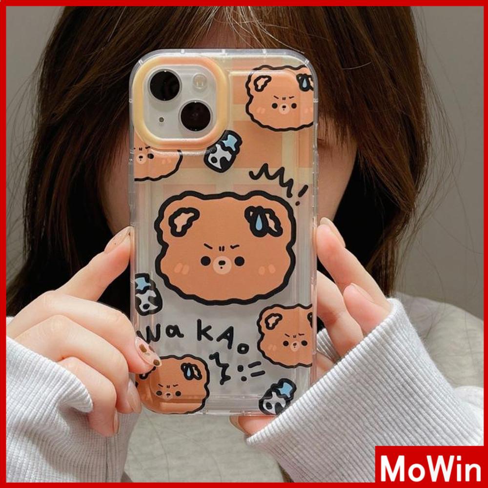For iPhone 14 Pro Max iPhone Case Clear Case TPU Soft Case Airbag Reinforced Shockproof Brown Cute Bear Compatible with iPhone 13 Pro Max iPhone 12 Pro Max 11 7Plus 6Plus XR xs