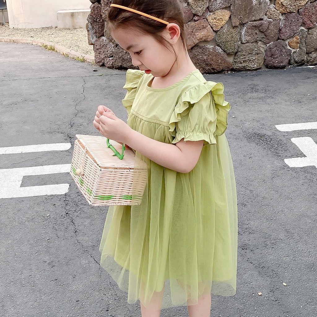 Gadis gadis berusia 2-6 tahun gaya asing gaya asing rok putri lengan pendek musim panas anak-anak baru perusahaan fashion gaun rok