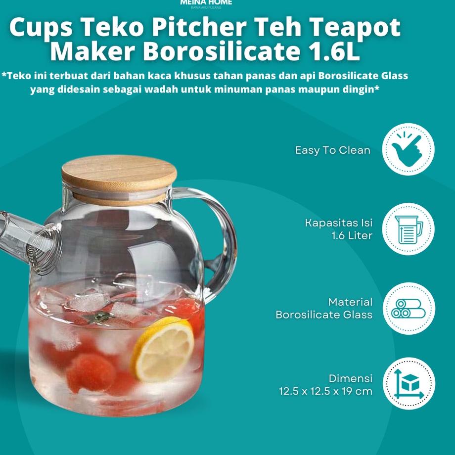 ❃ [COD] TEKO PITCHER TEH TAHAN PANAS / TEAPOT MAKER BOROSILICATE GLASS ANTI PANAS / JUG TEMPAT TEH T