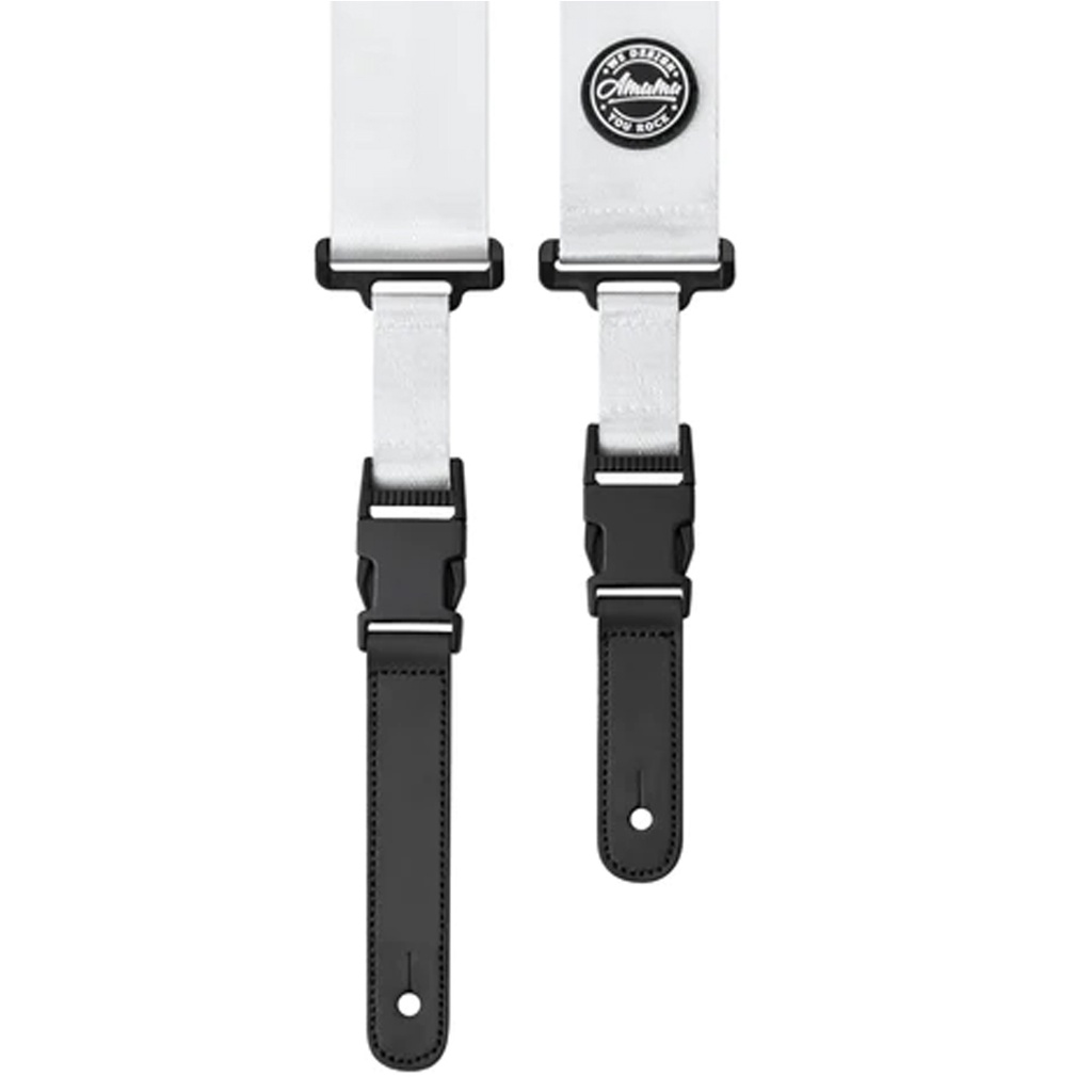 Amumu PA01W-WT Seatbelt Guitar Strap with Clip White Nylon