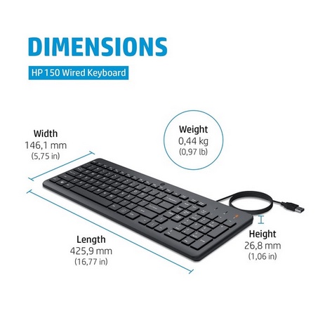 ITSTORE HP 150 Wired Keyboard Slim Design /  keyboard HP150 Garansi Resmi