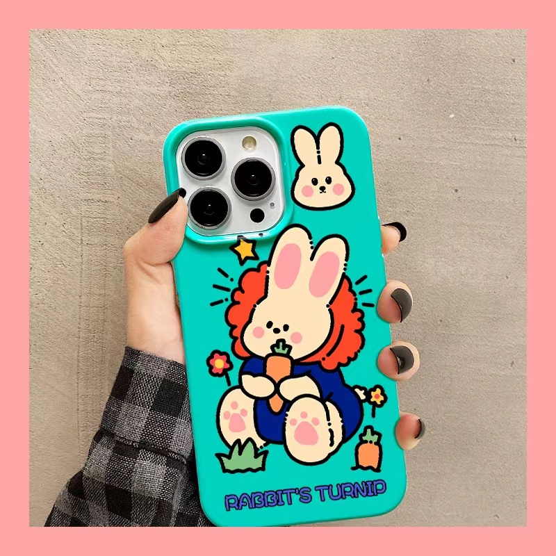 IPHONE Ins Pola Kelinci Cocok Untuk Iphone14 14pro 14plus 13 13mini 13pro 13prm iPhone12 7Plus 8Plus Xr XS 13 12mini Pro Max Empat Sudut Casing Ponsel Tahan Guncangan