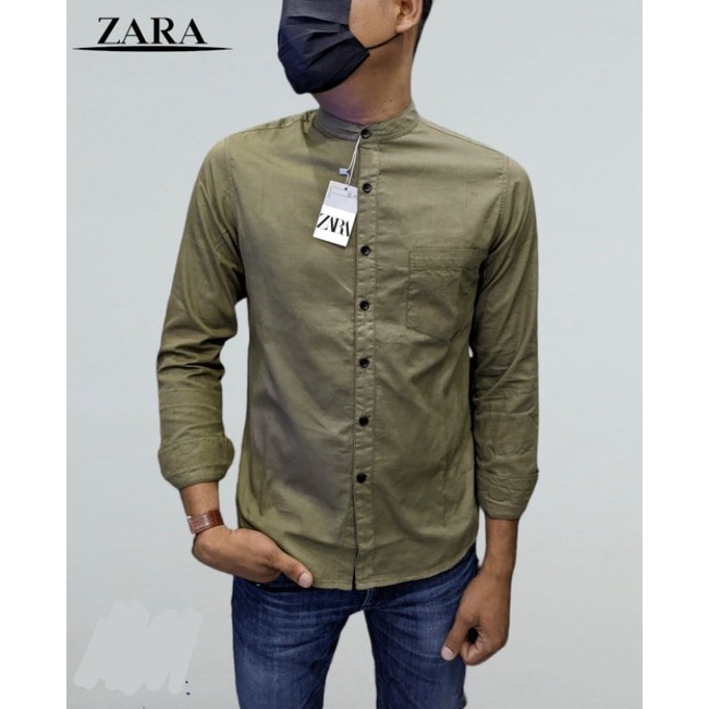 Baju Kemeja Sanghai Zara Premium Slimfit Bahan Katun Twill || Kemeja Panjang Casual || Kemeja Panjang Pria