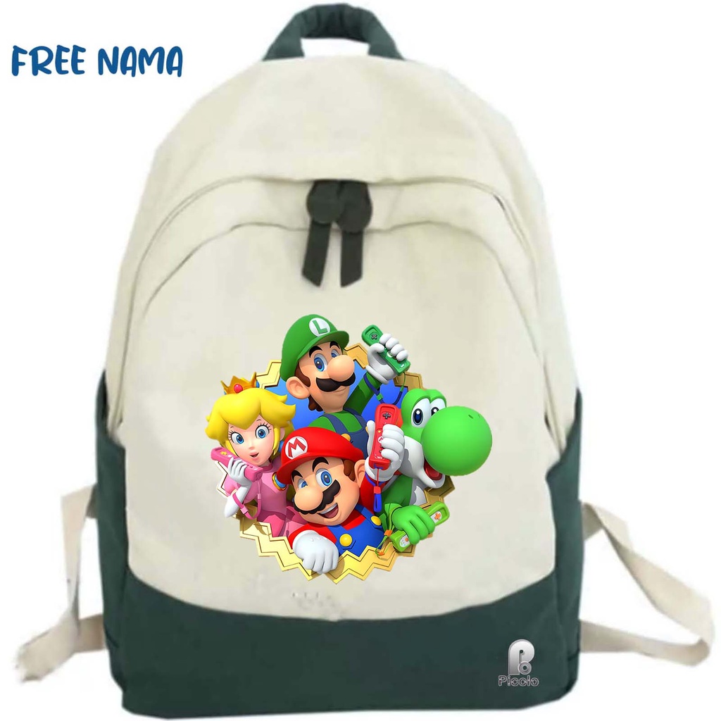 TAS RANSEL BACKPACK ANAK SEKOLAH MOTIF SUPER MARIO UNISEX (FREE NAMA)