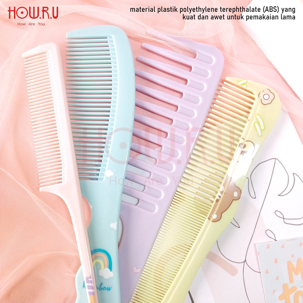 HOW.R.U | Sisir Rambut Pastel Anti Kusut Aneka Desain dan Warna