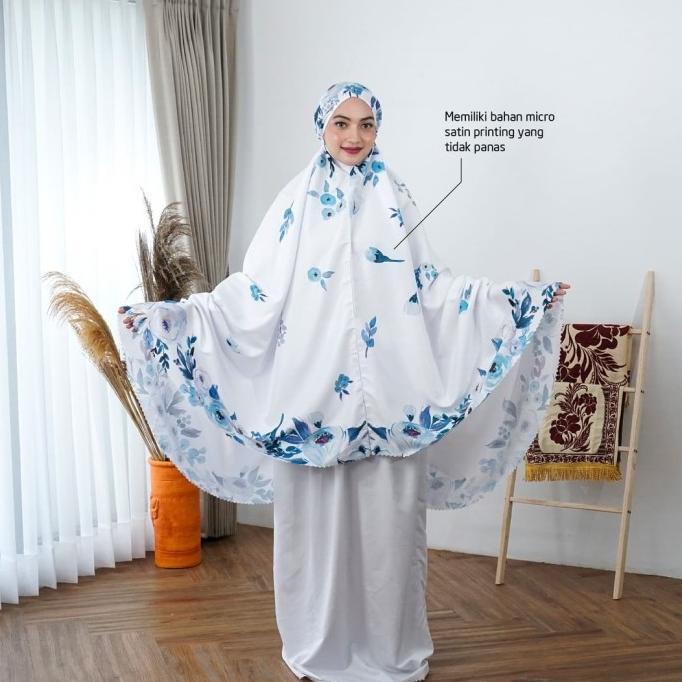 Mukena Premium Mukenah Dewasa Motif Bunga Telekung Sholat Micro Satin