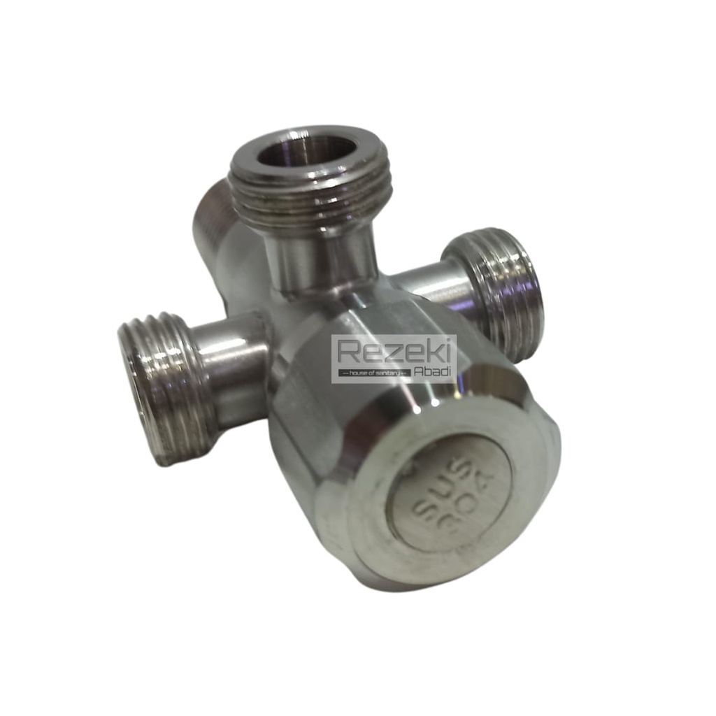 Stop Kran Cabang 3 Stainless Sus304 - Kran Kloset Wastafel