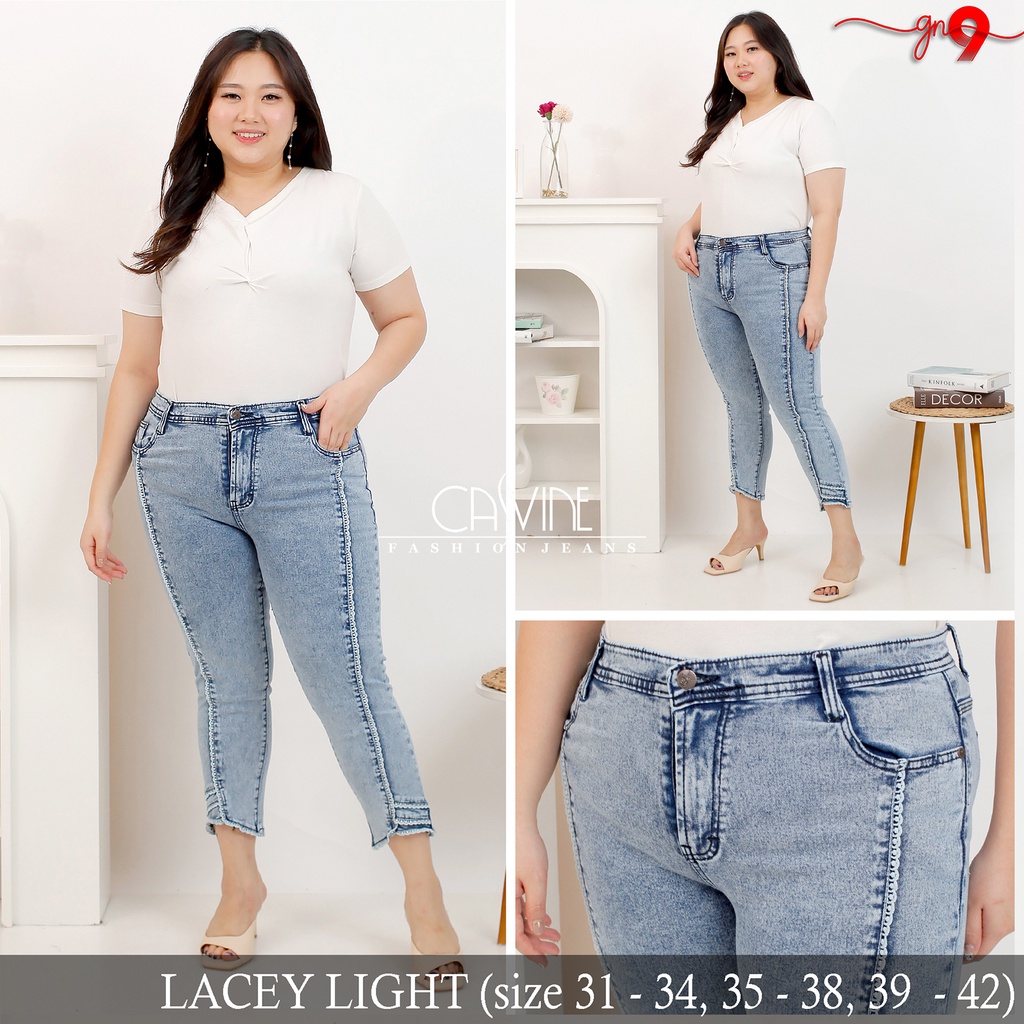 CASVINEJEANS | Celana Jeans Wanita Cewek Lacey Renda 2 Warna Bigsize Jumbo Mom Jeans