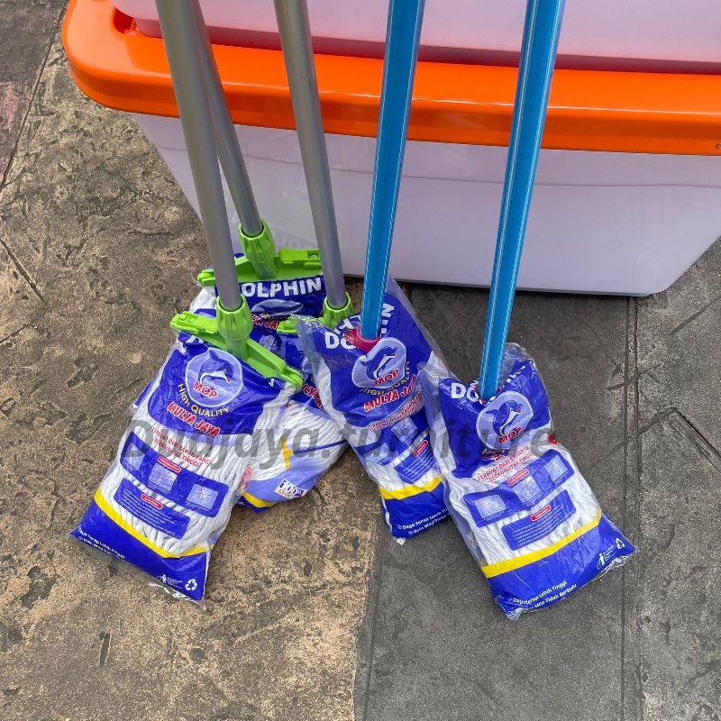 Pel Lantai Dolphin Gagang Besi / Gagang Kayu / Pel Premium / Pel Lantai