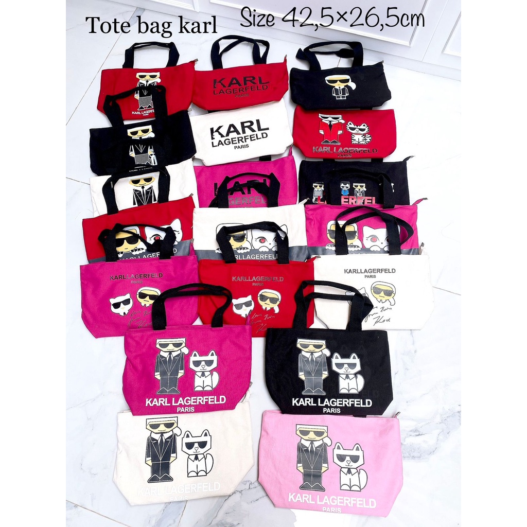 TAS SELEMPANG TOTE KARL BAHAN KANVAS PREMIUM + ADA TAG (TAS TENTENGANNYA KUAT, ISI BISA BANYAK, DALAMAN TEBAL)