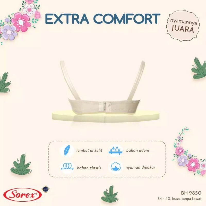 Sorex 9850 Bra Extra Comfort Busa Tanpa Kawat Kait 2 Setara Cup B TOKO KEANULOVA