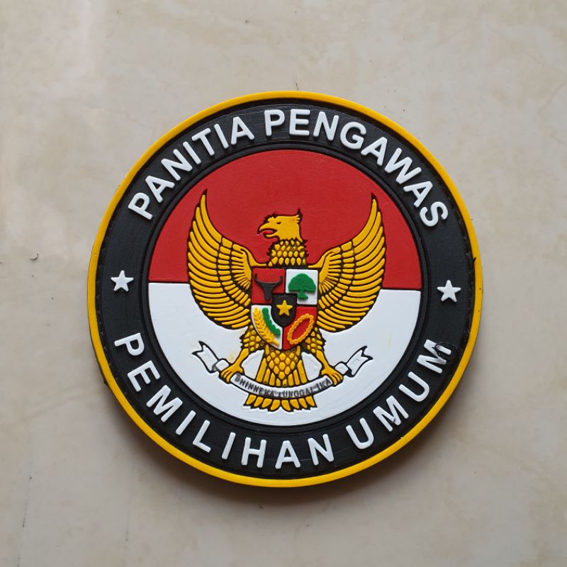 patch rubber logo panwaslu R.I / panitia pengawas pemilihan umum / pemilu / tempelan emblem karet velcro