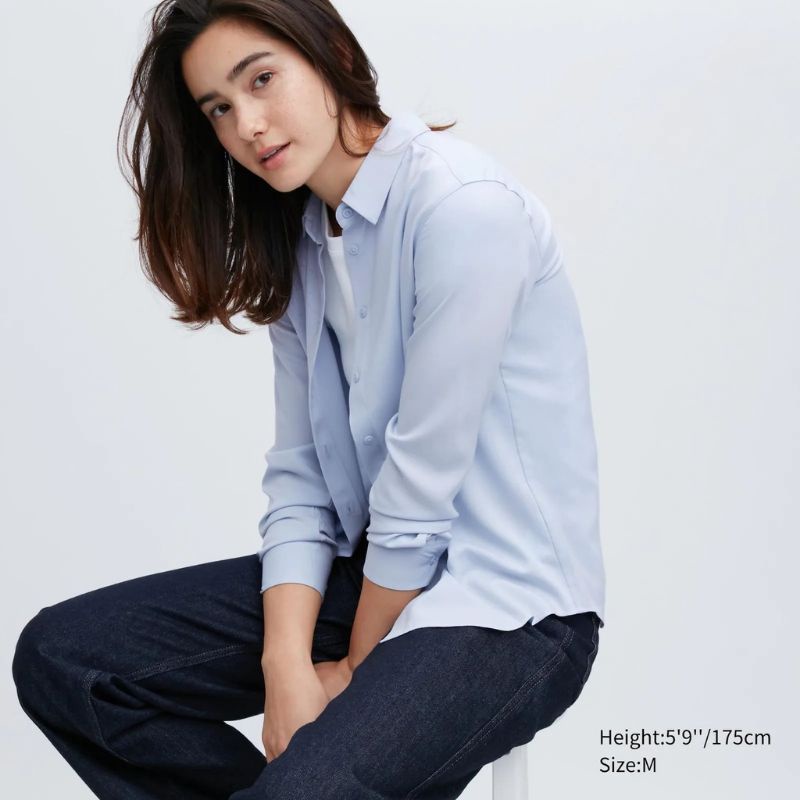 Women Blus Rayon Lengan Panjang Kemeja Blouse Atasan Wanita Jastip Uniqlo