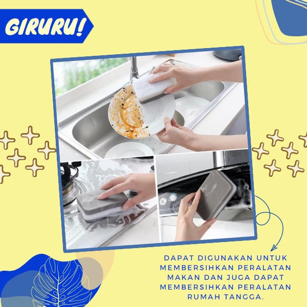 Sikat Spons Abu 2 Sisi / Sikat Kerak Cuci Piring / Scrub Anti Noda / Spons Sabun Penghilang Noda Kerak Bandel / Spons Sponge Cuci Piring Dua Sisi Busa Cuci Piring Penghilang Minyak / Double Side Spons Pencuci Piring Serbaguna , Spon Cuci 2 Sisi Warna Abu