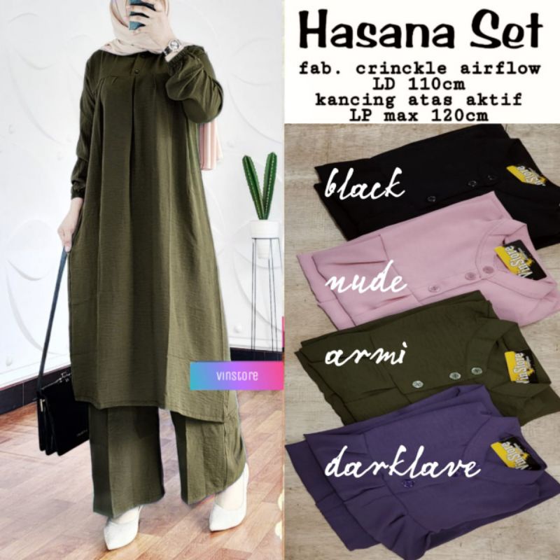 SET HASANA BEST SELLER//BAHAN CRINKLE AIRFLOW HQ
