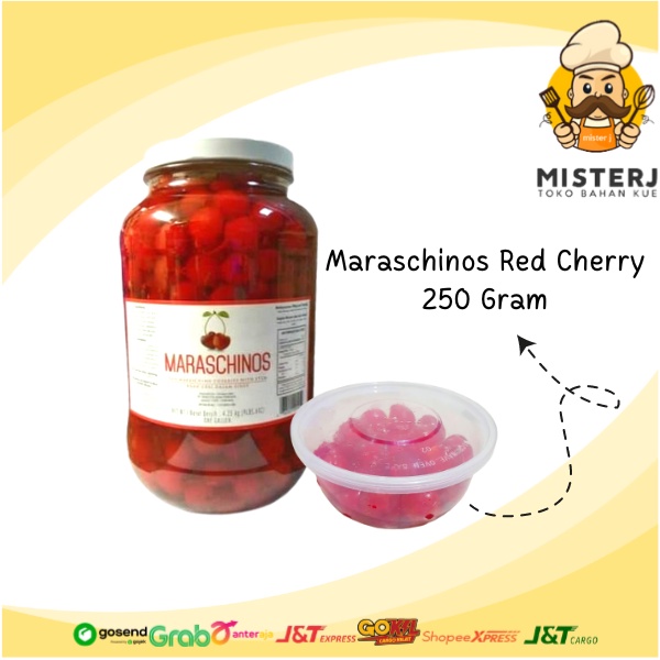 Maraschino Red Cherry Tangkai 250gr | Buah Ceri Merah | Cherry Tangkai Blackforest