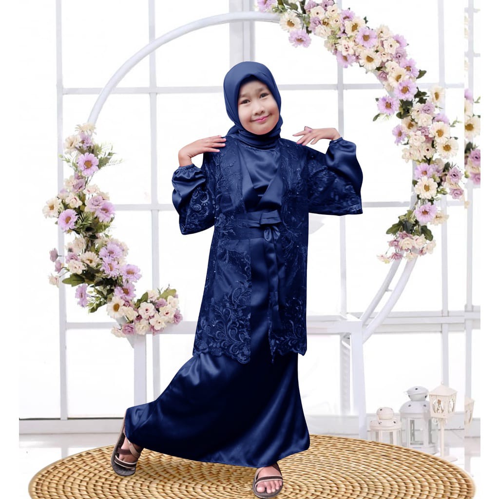 (NEW) Gamis Anak Maxmara Lunna KID/ Gamis Anak Terbaru/ Dress Model Cardigan/ Gamis Anak umur 3-12 Tahun