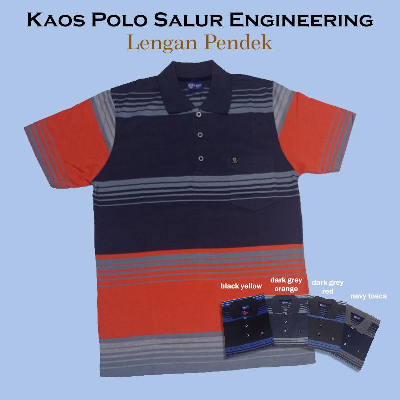 Kaospolos - Kaos kerah pria saku dewasa salur engginering stripe lengan pendek 7884