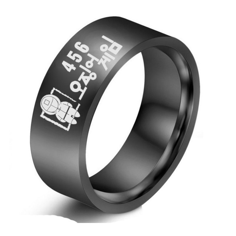 Permainan Cumi-Cumi | Permainan Cumi-Cumi | Cincin Ukir Laser Bahan Stainless Steel | Cincin Pasangan Bahan Titanium Steel