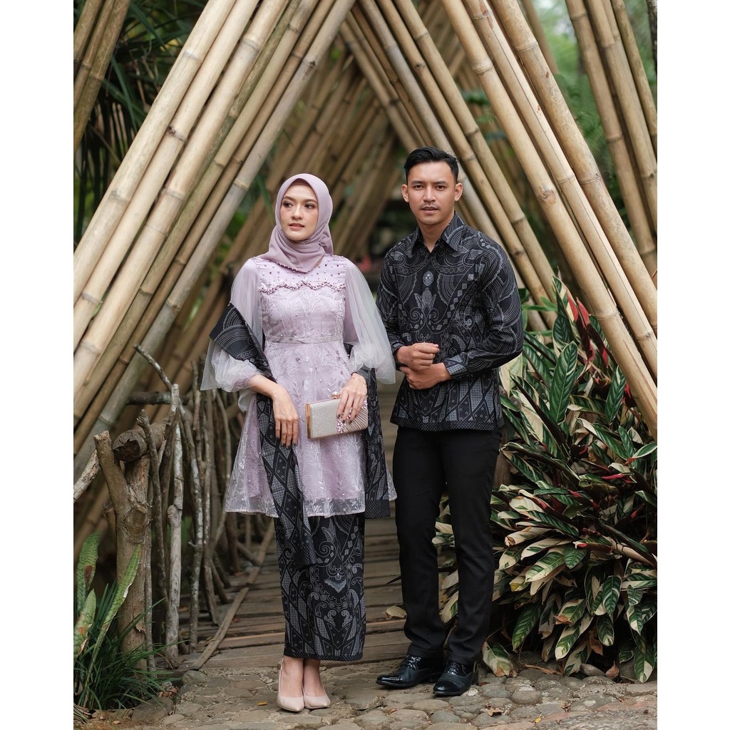 Batik Couple Kebaya Wisuda Modern Kebaya Tunangan Lamaran Baju Couple Kondangan Batik Brukat Terbaru