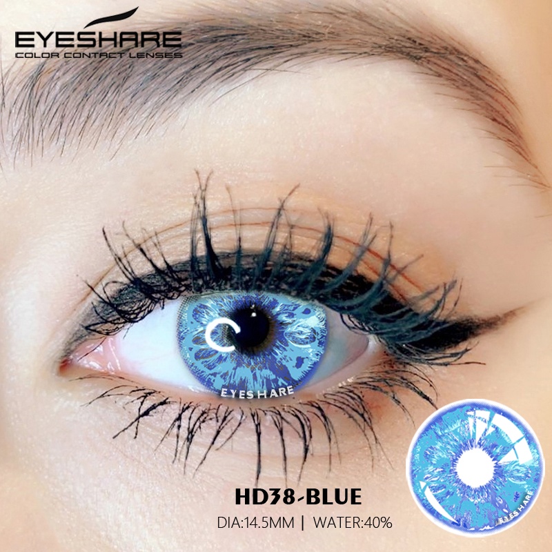 【COD】BLUE SOFTLENS BIG EYE Soft Colored Contact lens Yearly Use Cosplay Ensa Mata Soflen Mata