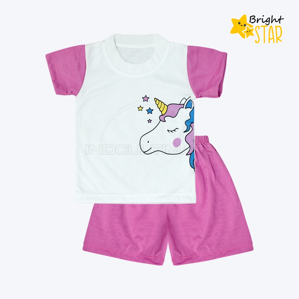 BRIGHT STAR SBJS-S016 Setelan Baju Bayi Lengan Pendek + Celana Pendek Bayi Baju Bayi 0-1 Tahun 1-2 Tahun Baju  Bayi Baru Lahir Baju Tidur Bayi Baju Harian Bayi Atasan Kaos Bayi Pakaian Bayi Celana Panjang bayi Celana Bayi Perlengkapan Bayi Baru lahir