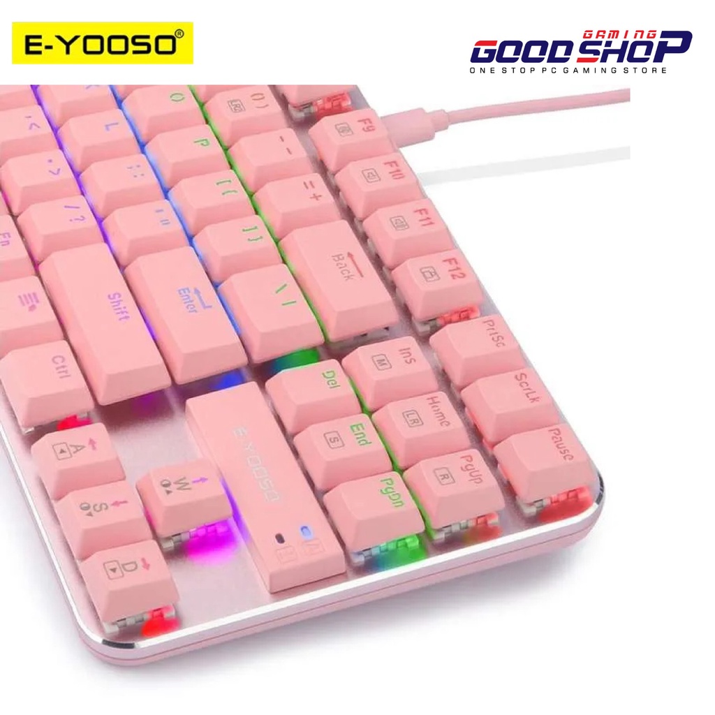 E-YOOSO HOTSWAP MECHANICAL GAMING KEYBOARD 87% PINK KEYCAPS - Z-66