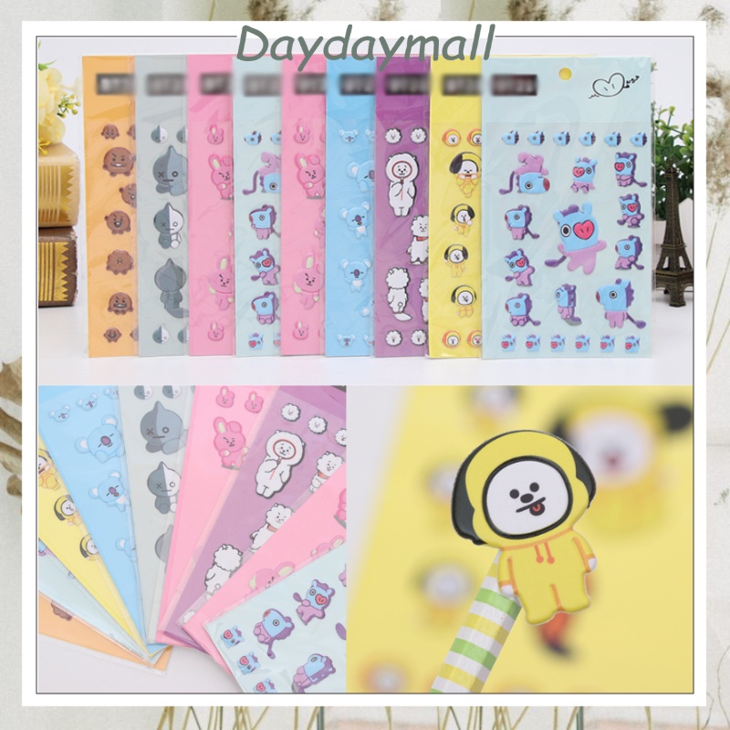 DD279 Stiker BT21 3D/Sticker Tata Koya Cooky Shooky RJ Mang Van/Stiker Unofficial BT21