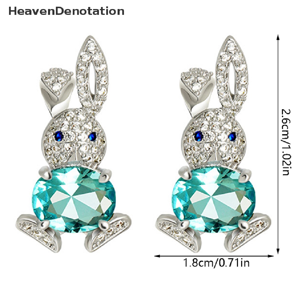 [HeavenDenotation] Anting Tusuk Kelinci Lucu Manis Fashion Kristal Menetes Minyak Anting Mini HDV