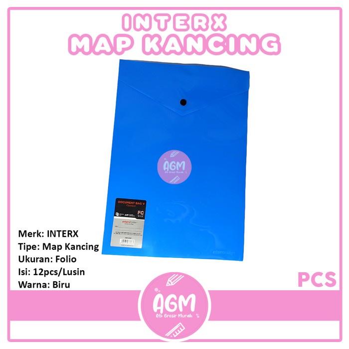 

INTER X - Map Kancing V Opaque Warna Biru Folio- Pcs