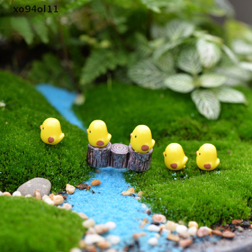 Xo Taman Miniatur Lucu Kartun anime Buatan Kecil Kuning Ayam Mikro Lanskap diy Kerajinan OL