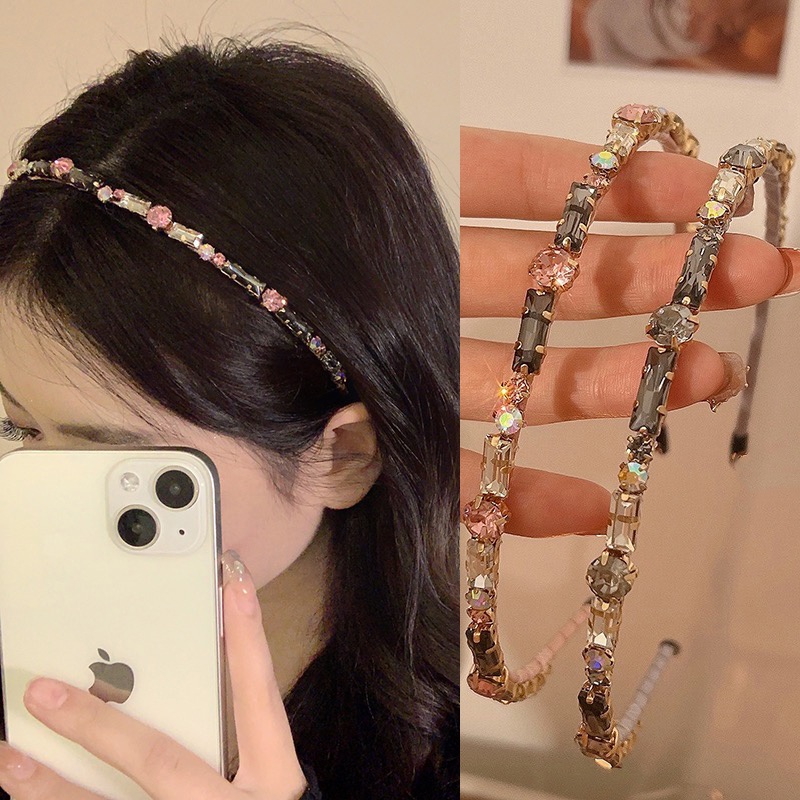 Kristal Tipis Bando Fashion Berlian Imitasi Alloy Rambut Band Aksesoris Rambut Wanita