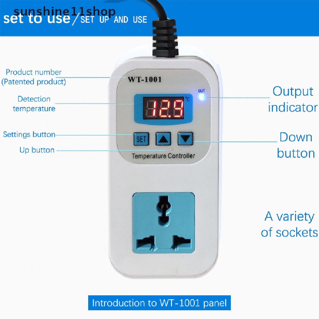 Sho WT-1001 Thermostat Digital Temperature Controller Stop Kontak Outlet Saklar Sensor N