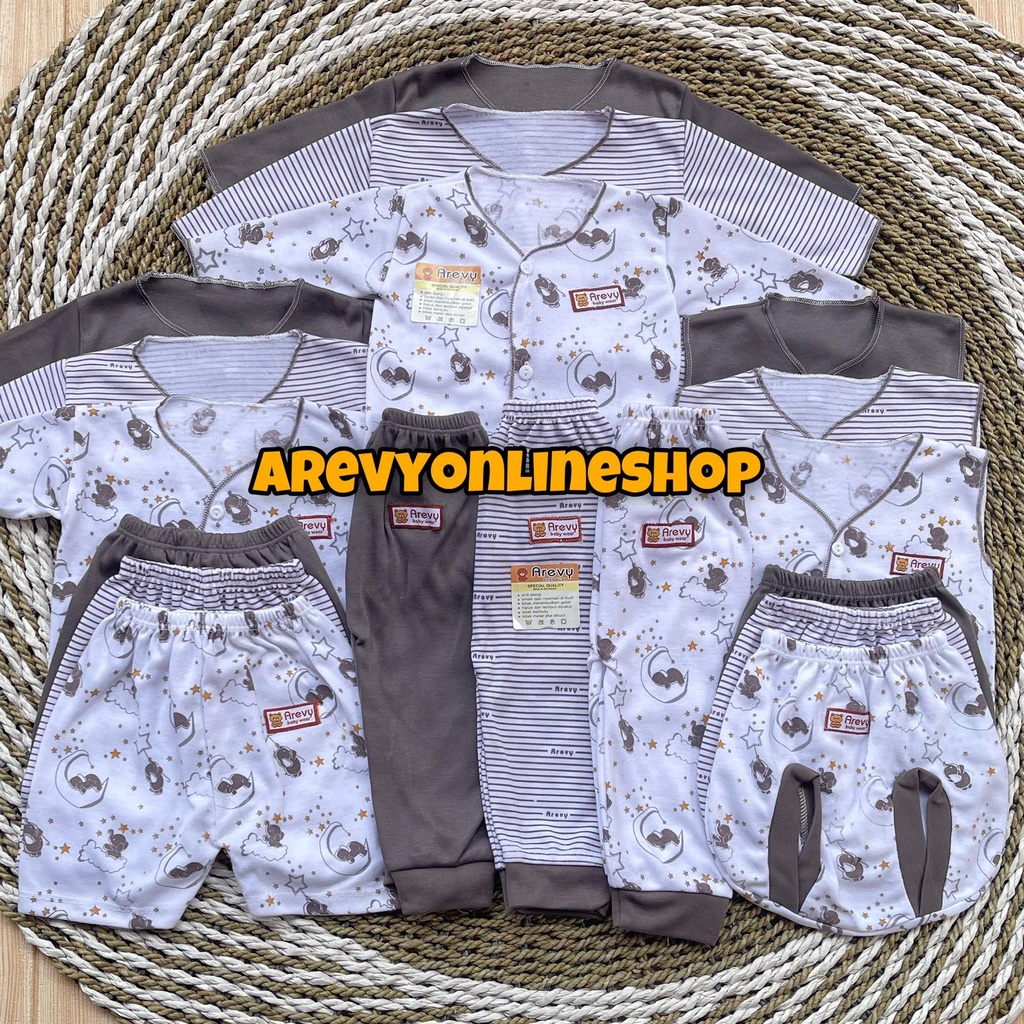 Paket Baju Bayi Newborn Arevy Babywear 0-3 Bln Abu Series Perlengkapan Bayi Baru Lahir &amp; Kado Baby Giftset Paket Lahiran Setelan Baju Bayi Celana Bayi Baru Lahir Baju Panjang Celana Panjang Baju Pendek Celana Pendek Baju Kutung Celana pop