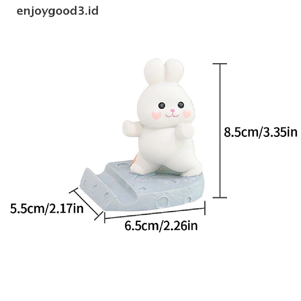 【 Rready Stock 】 1PC Cute Resin Rabbit Phone Holder Universal Mobile Phone Stand Holder Ornaments Toys Home Office Desktop Decoration （ ID ）