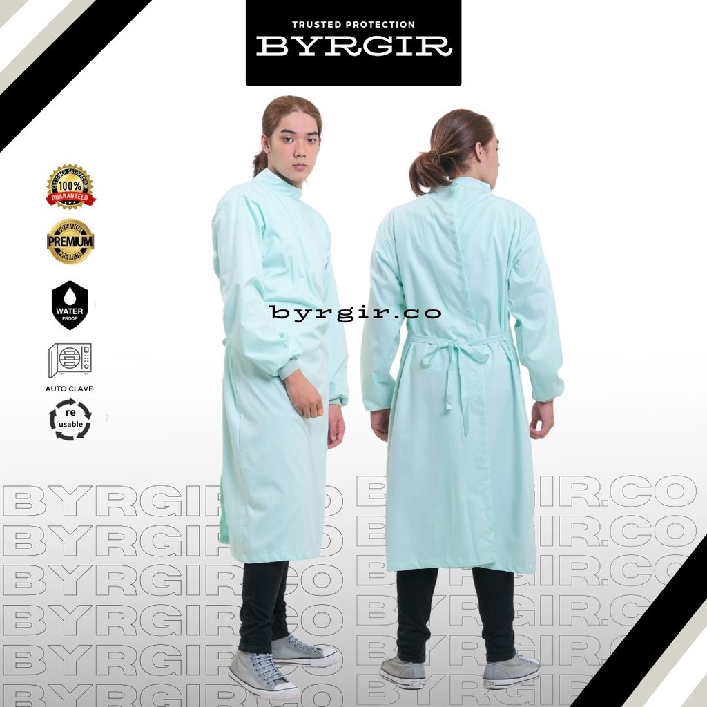 BYRGIR  Surgical Gown Baju Gaun Operasi Katun Oxford Waterproof APD RS Dokter Perawat