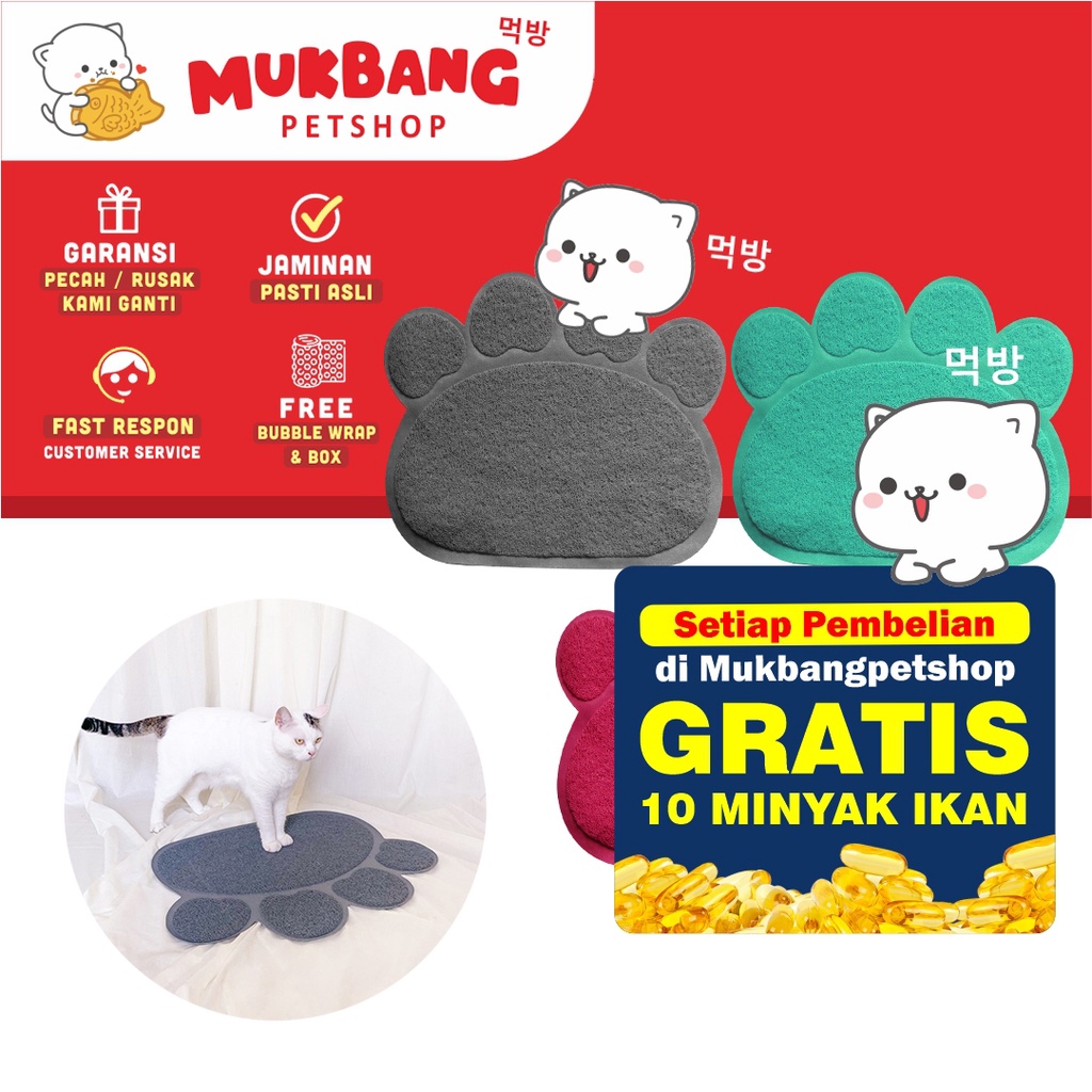 Matras Anti Slip Cat Litter Mat Bentuk Paw Alas Lantai Kucing Cat Floor Mat