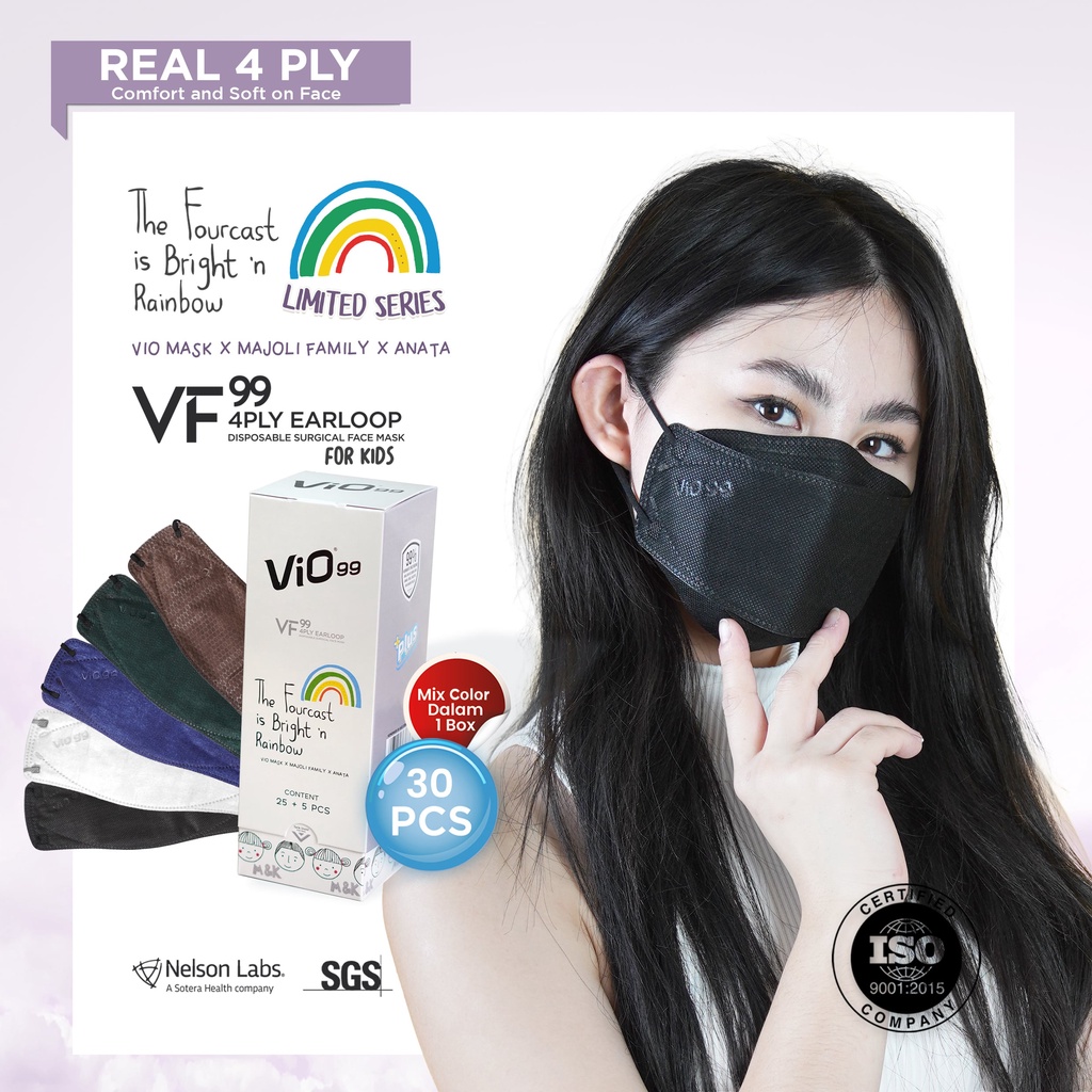 Vio99 x Majoli x Anata - Vio VF Mask 4 ply Limited Series isi 30 Mix Warna