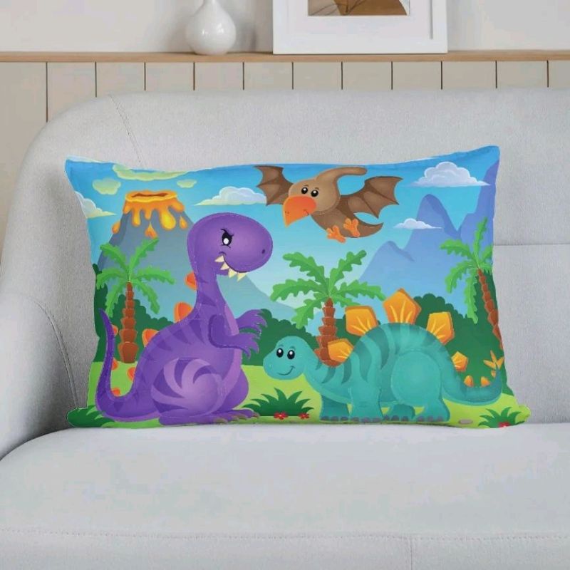 BANTAL TIDUR ANAK IMUT PRINT MOTIF DOGGY / DINO / DINOSAURUS / TREX UKURAN 45X30 CM