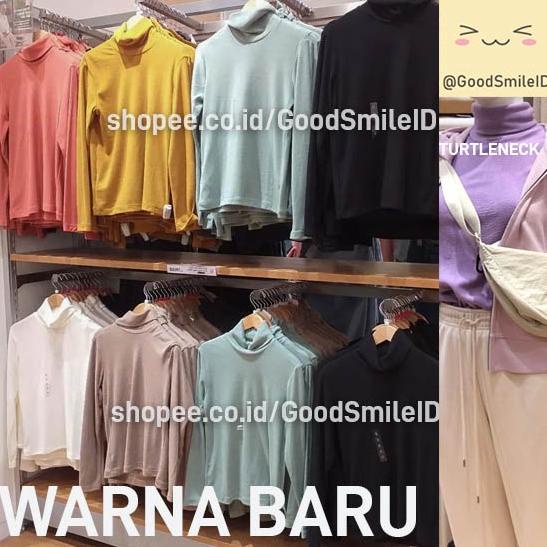 HARGA BERSAHABAT SALE Women Kaos Turtleneck Fleece T-Shirt Heattech Longjohn SALE UNIQLO Wanita Kaos