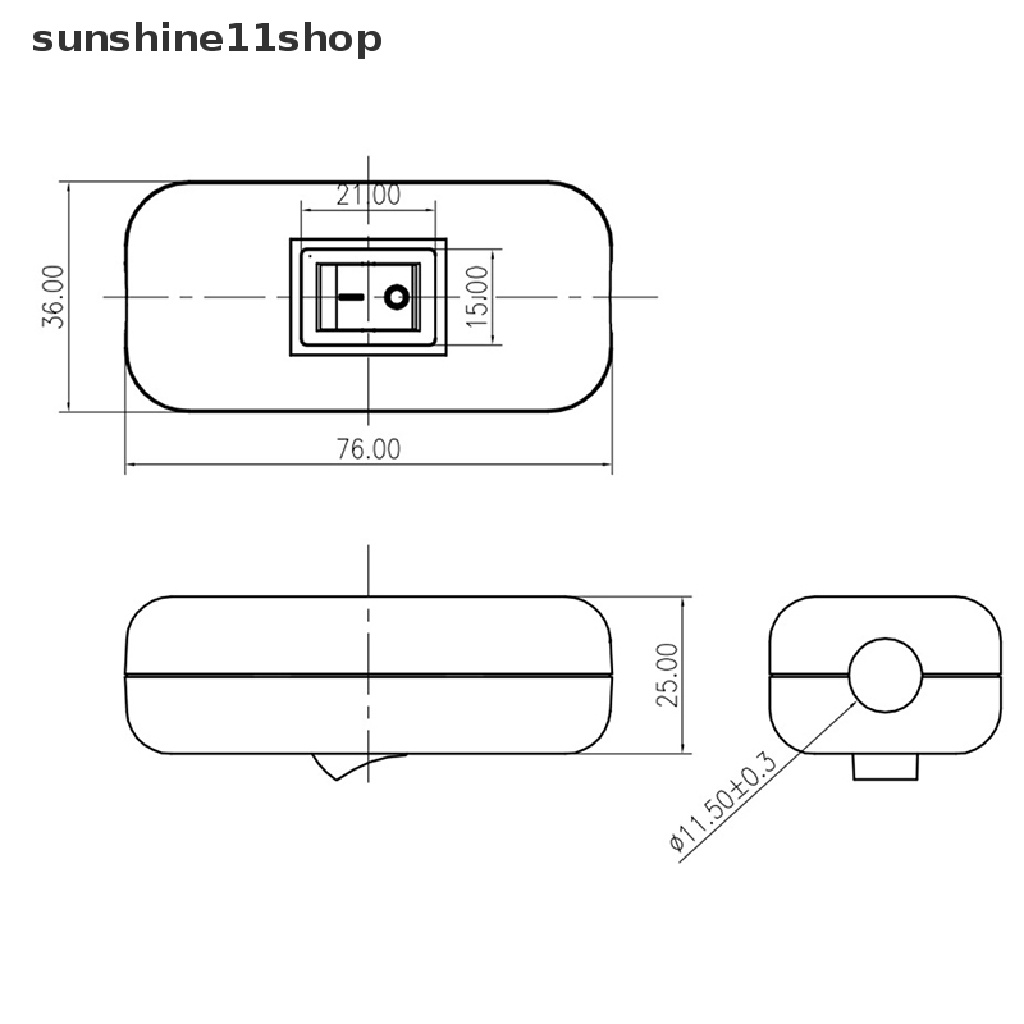 Sho 6A 250VAC Waterproof IP65 Inline Cable Rocker Switch Max AC100~250V Indikator LED N