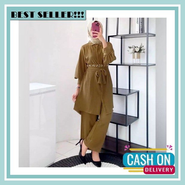 Stelan Celan Atasan Fromal Simple / Blouse Pants Set Cewek Kekinian / Set Celana Baju / Set Hijab Te