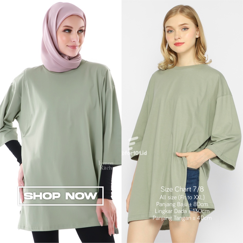 Atasan Wanita Oversize Kaos Jumbo Oversize ld 130 Busui Friendly Sage