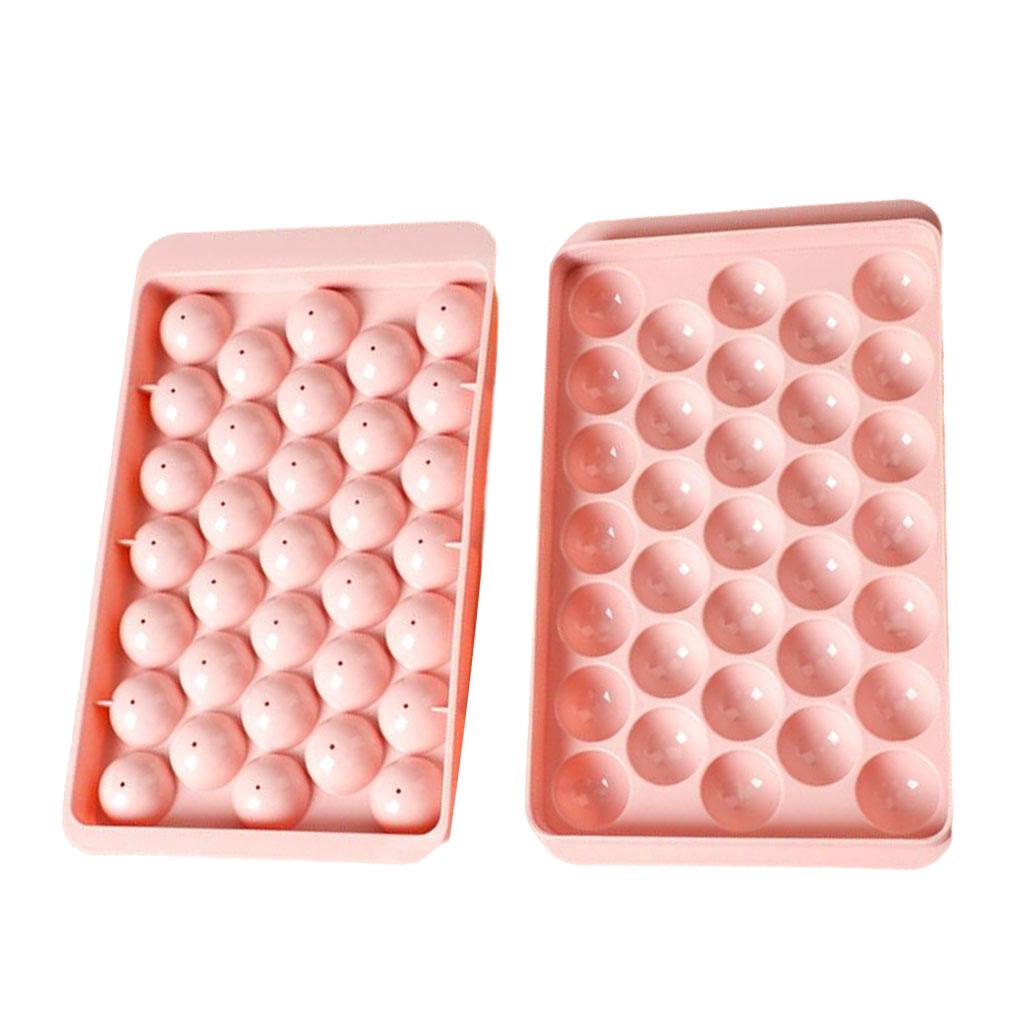 33kisi Cetakan Es Batu Tray Lapisan Ganda PP Reusable Round Shaped Icing Cubes Tray Molds Makers Alat Membuat Dapur