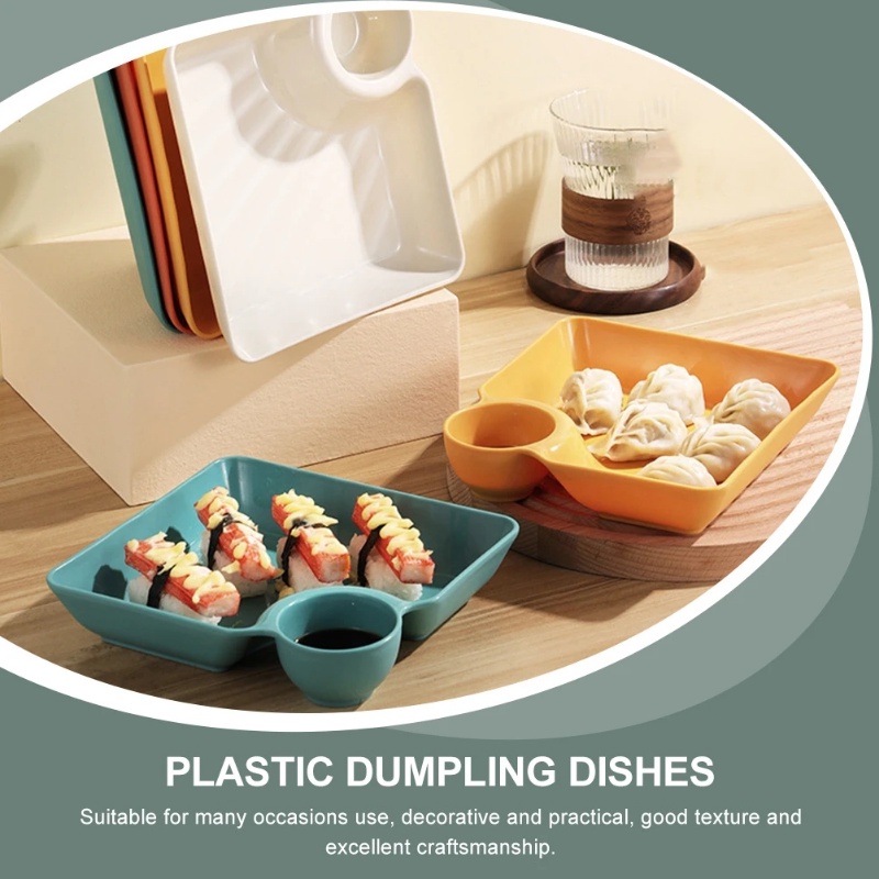 Creative Dumpling Plate Non-slip Stackable Plastic Creative Dipping Saucer Sushi Dish Aksesoris Peralatan Makan Untuk Restoran